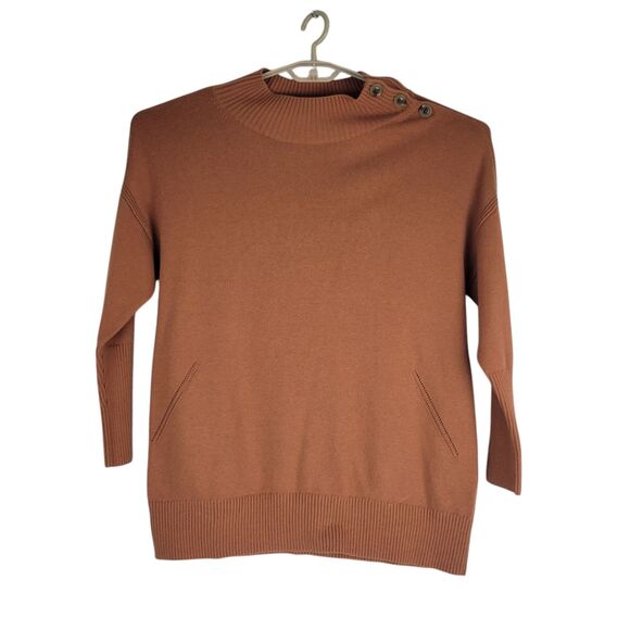 Talbots 2X Sweater Button Mock Turtleneck Ribbed Pumpkin Womens Plus size 2X - Picture 1 of 7